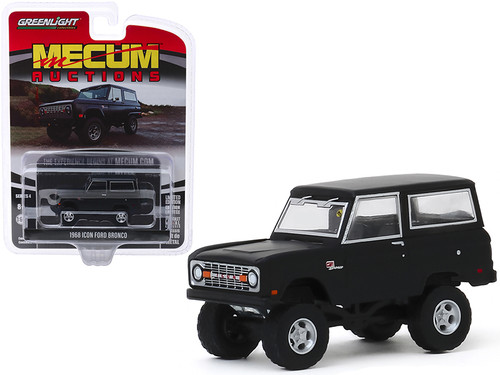 1968 Ford Icon Bronco Volcanic Matt Black (Houston 2019) "Mecum Auctions Collector Cars" Series 4 1/64 Diecast Model Car by Greenlight
