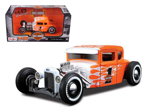 1929 Ford Model A Harley Davidson Orange With Flames #1 1/24