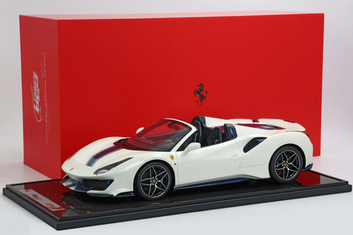 1/12 BBR Ferrari 488 Pista Spider Open Roof (White) Resin Car Model