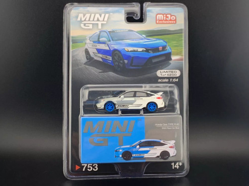 CHASE CAR 1/64 Mini GT 2023 Honda Civic Type R #3 Pace Car (Chrome Silver & White with Blue Wheels) Diecast Car Model CHASE CAR 1/64 Mini GT 2023 Honda Civic Type R #3 Pace Car (Chrome Silver & White with Blue Wheels) Diecast Car Model