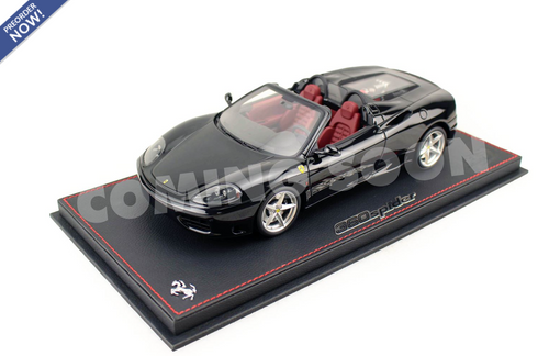 1/18 BBR Ferrari 360 Modena Spider (Gloss Black with Bordeaux Interior) Car Model 1/18 BBR Ferrari 360 Modena Spider (Gloss Black with Bordeaux Interior) Car Model
