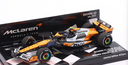 1/43 Minichamps 2024 Formula 1 McLaren F1 Team MCL38 #4 Lando Norris Winner Singapore GP Car Model