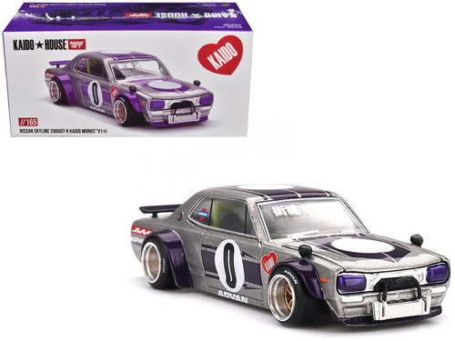 1/64 Kaido House x Mini GT Nissan Skyline GT-R (KPGC10) Kaido Works V1 (Silver) Diecast Car Model