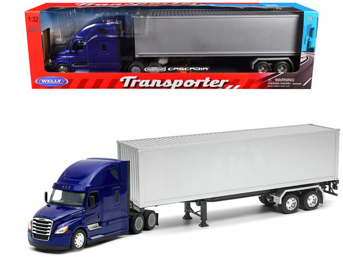 Freightliner Cascadia Truck Red with Gray Container