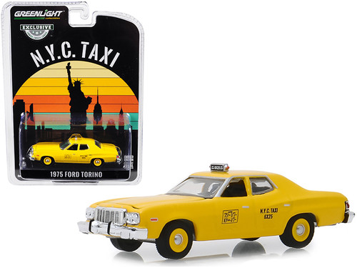 1975 Ford Torino Yellow "NYC Taxi" (New York City Taxi) "Hobby Exclusive" 1/64 Diecast Model Car by Greenlight