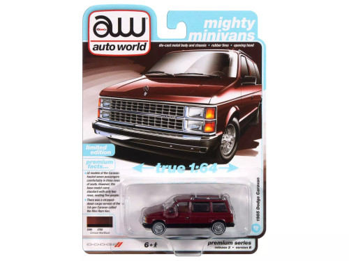 1/64 Auto World 1985 Dodge Caravan (Maroon Dark Red) Diecast