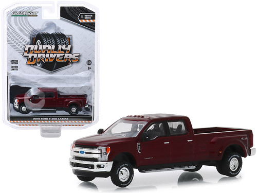 2019 Ford F-350 Lariat Pickup Truck Ruby Red "Dually Drivers" Series 1 1/64 Diecast Model Car by Greenlight