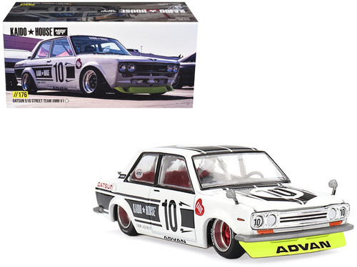 1/64 Kaido House Datsun 510 Street Team XMM V1 (White) Diecast Car Model