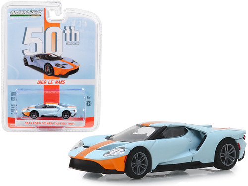 2019 Ford GT Heritage Edition "1969 Le Mans" "Gulf Oil" Color Scheme "Anniversary Collection" Series 8 1/64 Diecast Model Car by Greenlight