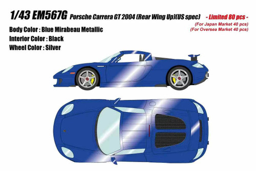viola 1/43 Makeup 2004 Porsche Carrera GT with Rear Wing Up (Blue