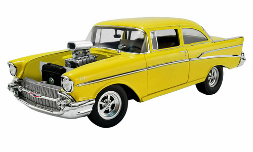 1/18 ACME 1957 Chevrolet Bel Air Belair Hollywood Knights (Yellow) Diecast Car Model Limited
