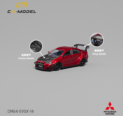 1/64 CM Model Mitsubishi Lancer Evo X Varis (Metalic Red) Diecast Car Model