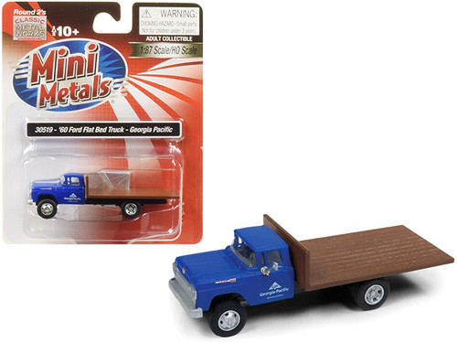 1960 Ford Flatbed Truck "Georgia Pacific" Blue 1/87 (HO) Scale Model by Classic Metal Works