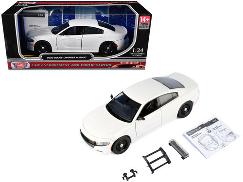 1/24 Motormax 2023 Dodge Charger Pursuit Plain Body (White) Diecast Car Model