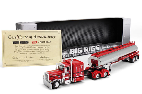 1/64 First Gear Peterbilt 389X with 63” Flat Top Sleeper & Heil Fuel Tank Trailer Diecast Car Model