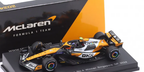 1/64 Spark 2024 Formula 1 McLaren MCL38 McLaren #4 Winner Singapore GP 2024 Lando Norris Car Model
