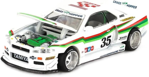 1/64 Kaido House Nissan Skyline GT-R (R34) #35 "The Grasshopper" V1 Diecast Car Model