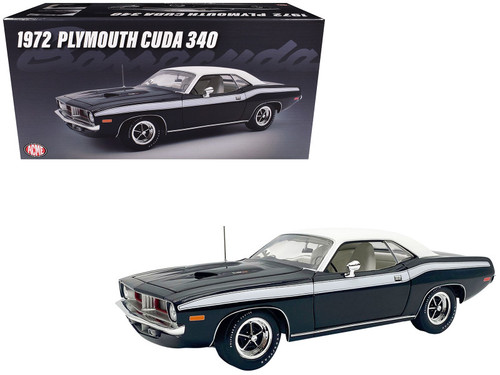 1/18 ACME 1972 Plymouth Cuda 340 (Black on White) Diecast Car