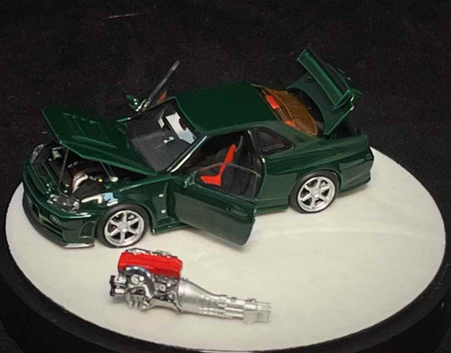 1/64 PGM Nissan GT-R GTR R34 Z-Tune (British Green) Diecast Car