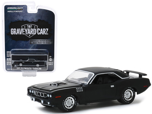 1971 Plymouth Barracuda 340 Black "Graveyard Carz" (2012) TV Series (Season 2, "Phantasm 'Cuda") "Hollywood Series" Release 27 1/64 Diecast Model Car by Greenlight