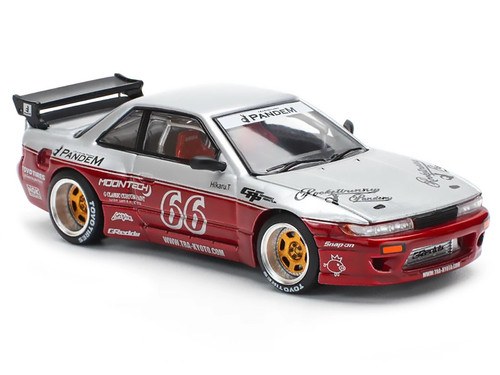 1/64 Poprace Pandem Nissan Silvia S13 (Moontech Red) Diecast Car Model
