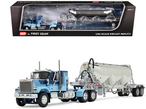 1/64 First Gear GMC General with 34" Flat Top Sleeper & Heil Pneumatic Tank Trailer (Blue) Diecast Car Model