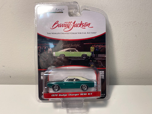 CHASE CAR 1/64 Greenlight 1970 Dodge Charger HEMI R/T Sublime Green with White Roof and White Tail Stripe (Lot #777) Barrett-Jackson 'Scottsdale Edition' Diecast Car Model