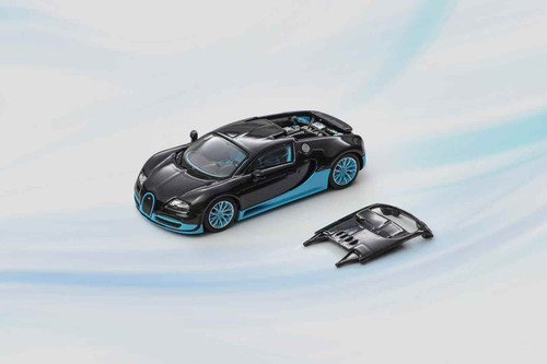 1/64 Mortal Bugatti Veyron (Carbon Black & Blue) Diecast Car Model