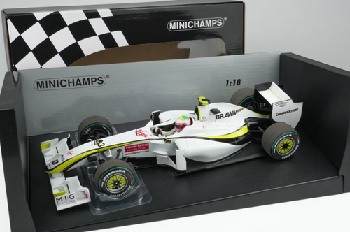 1/18 Minichamps 2009 Formula 1 Brawn GP BGP001 Rubens Barrichello Europe GP Winner Diecast Car Model