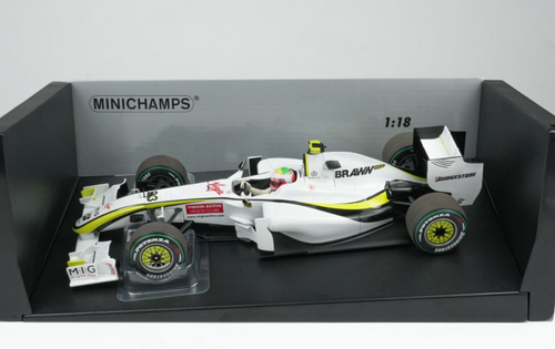1/18 Minichamps 2009 Formula 1 Brawn GP BGP001 Rubens Barrichello Europe GP Winner Diecast Car Model