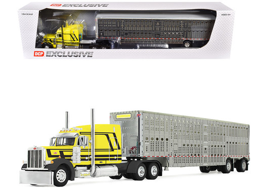 1/64 First Gear Peterbilt Model 379 with 63" Mid-Roof Sleeper & Wilson Silverstar Liverstock Trailer Harrison Trucking Diecast Car Model