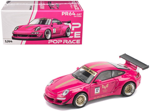 N 1/64 Poprace Porsche 911 997 RWB #12 AVA (Pink) Diecast Car Model