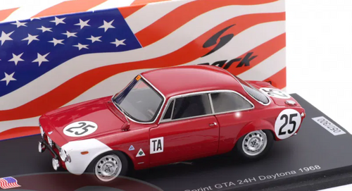 1/43 Spark Alfa Romeo Giulia Sprint GTA No.25 24H Daytona 1968 E. Pinto – S. Dini Car Model