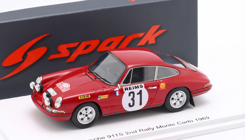 1/43 Spark Porsche 911S No.31 2nd Rally Monte Carlo 1969 G. Larrousse - J-C. Perramond Car Model
