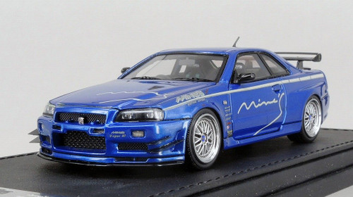 1/43 IG Ignition Model Nissan Skyline GT-R GTR Mine's (R34) (Bayside Blue) Car Model