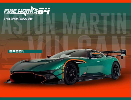 1/64 Fine Work Aston Martin Vulcan (Green) Diecast Car Model