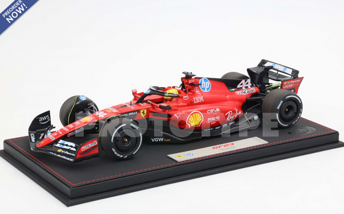 1/18 BBR 2025 Formula 1 Ferrari SF23 Test Fiorano #44 Lewis Hamilton First Show in Ferrari Car Model Luxury Package