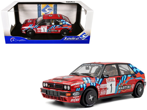 1/18 Solido 1989 Lancia Delta HF Integrale Red #1 M.Biasion, T.Siviero Rally San Remo Diecast Car Model