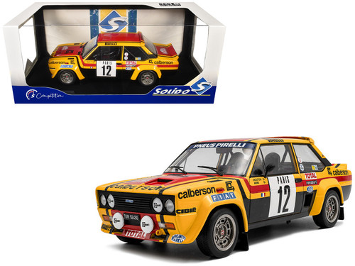 1/18 Solido 1980 Fiat 131 Abarth Yellow #12 M.Mouton, Annie Rallye De Monte Carlo Diecast Car Model