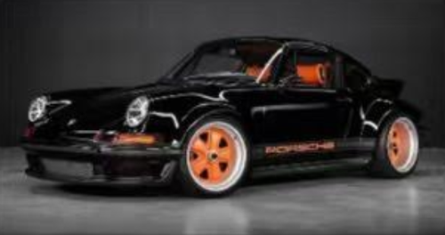 1/18 Ivy Porsche 911 964 Singer (Black with Orange Wheels) Car Model Limited 30 Pieces