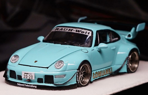 Porsche RWB 964 Widebody Tiffany Blue Metallic with Extra Wheels 