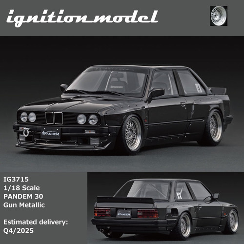 1/18 IG Ignition Model BMW 3 Series E30 Pandem (Gun Metallic Grey