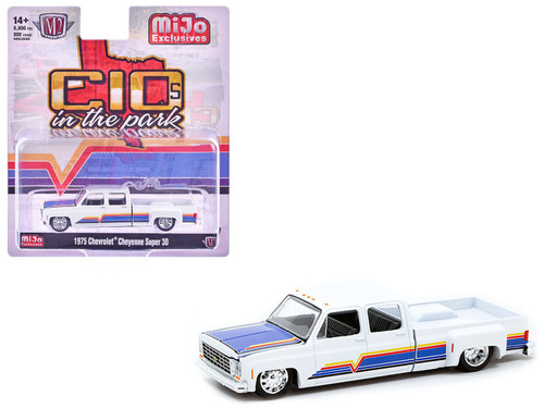 1/64 M2 Machines 1975 Chevrolet Cheyenne Super 30 Dually “C10s In The Park” (White) Diecast Car Model 1/64 M2 Machines 1975 Chevrolet Cheyenne Super 30 Dually “C10s In The Park” (White) Diecast Car Model