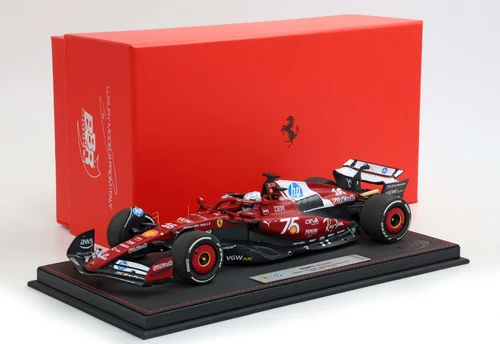 1/18 BBR 2025 Formula 1 Ferrari SF25 Monaco GP 2nd Place #16 Charles Leclerc Shell 75 Years Livery Car Model Luxury Package