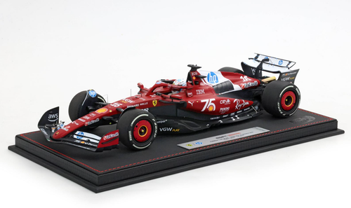 1/18 BBR 2025 Formula 1 Ferrari SF25 Monaco GP 2nd Place #16 Charles Leclerc Shell 75 Years Livery Car Model Luxury Package