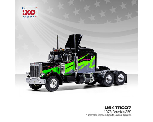 1/64 Ixo 1973 Peterbilt 359 (Black & Green) Diecast Car Model