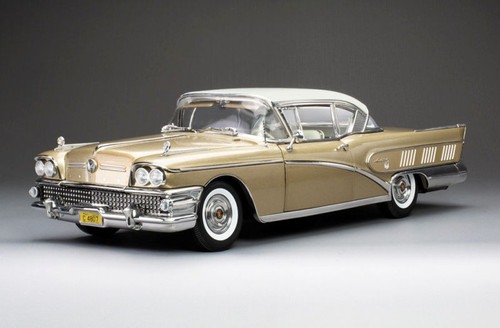 1/18 Sunstar 1958 Buick Limited Riviera Coupe (Glacier White & Gold Mist) Diecast Car Model