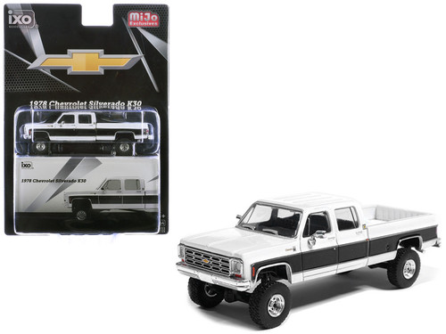 1/64 Ixo 1978 Chevrolet Silverado K30 Crew Cab Fleetside Lifted (Black & White) Diecast Car Model