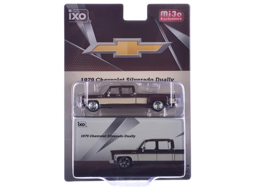 1/64 Ixo 1979 Chevrolet Silverado C30 Crew Cab Dually Lowered (Cordova Brown & Santa Fe Tan) Diecast Car Model