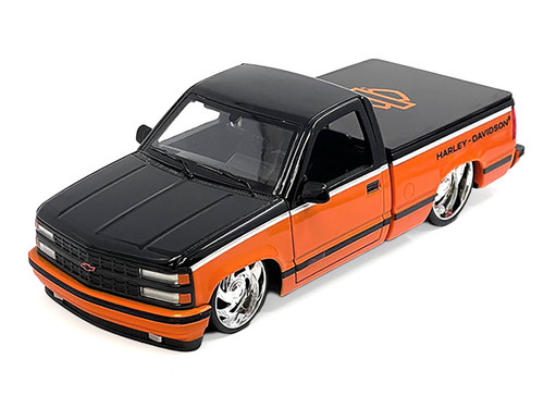 1/24 Maisto 1993 Chevrolet 454SS Pick-Up (Black & Orange Two-Tone) Harley-Davidson Custom Diecast Car Model